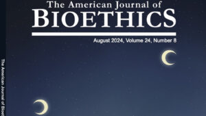 Screenshot of cover of American Journal of Bioethics issue of August 2024